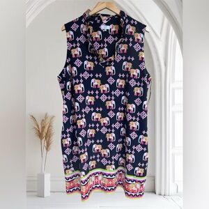 Crown & Ivy Curvy Elephant Print Sleeveless dress Sz 20W nwot ,011